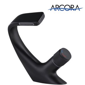 Arcora Modern Matte Black Waterfall Bathroom Sink Faucet Single Lever