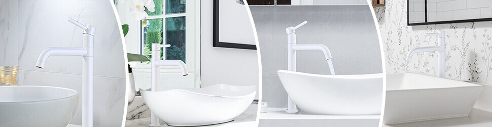 ARCORA Single Handle White Bathroom Vessel Sink Faucet - Single Handle Bathroom Faucets - 5