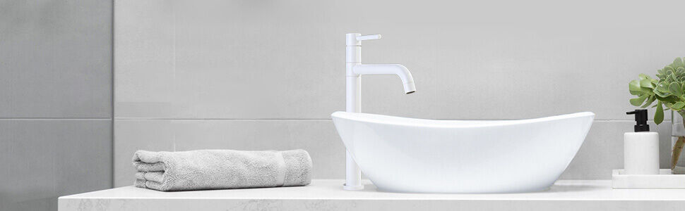 ARCORA Single Handle White Bathroom Vessel Sink Faucet - Single Handle Bathroom Faucets - 2