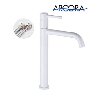 ARCORA Single Handle White Bathroom Vessel Sink Faucet