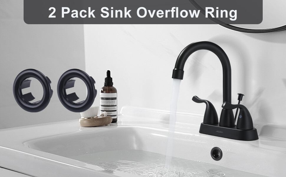 ARCORA Black Sink Round Hole Trim Sink Overflow Ring (2 Pack or 6 Pack) - Faucet Accessories - 2