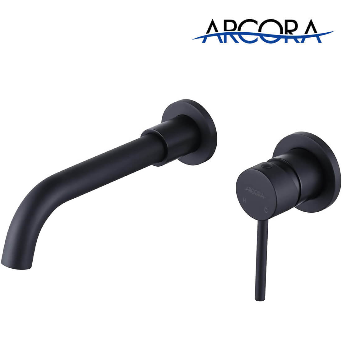 ARCORA Matte Black Single Handle Wall Mount Bathroom Faucet