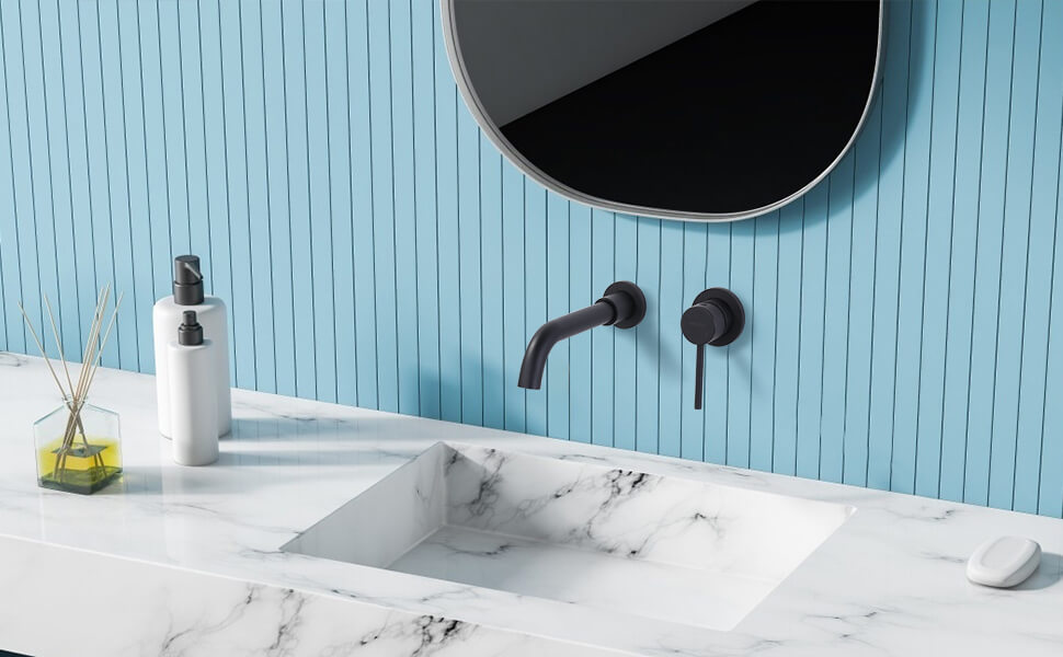 ARCORA Matte Black Single Handle Wall Mount Bathroom Faucet