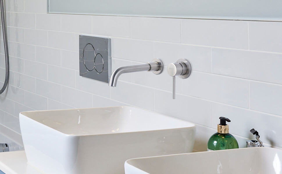 ARCORA Single Handle Brushed Nickel Wall Mounted Bathroom Faucet - Wall Mount Bathroom Faucets - 2