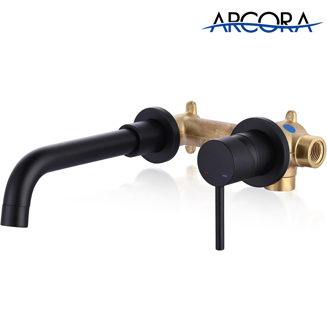 ARCORA Matte Black Single Handle Wall Mount Bathroom Faucet