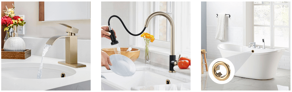 ARCORA Bathroom Kitchen Sink Basin Trim Overflow Ring Cover Hole Brushed Gold, 2 Or 6 Packs - Faucet Accessories - 4