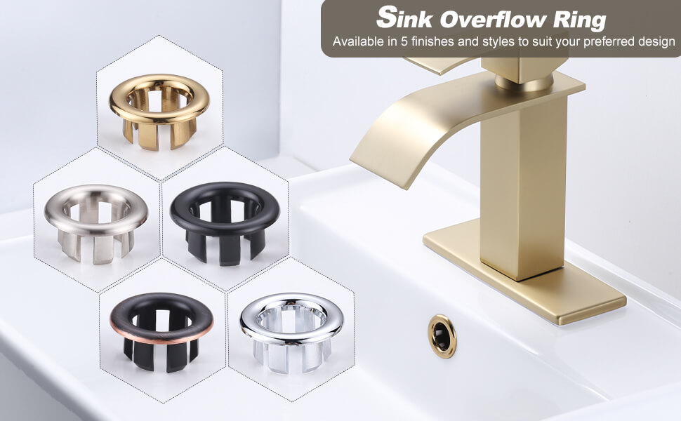 ARCORA Bathroom Kitchen Sink Basin Trim Overflow Ring Cover Hole Brushed Gold, 2 Or 6 Packs - Faucet Accessories - 6