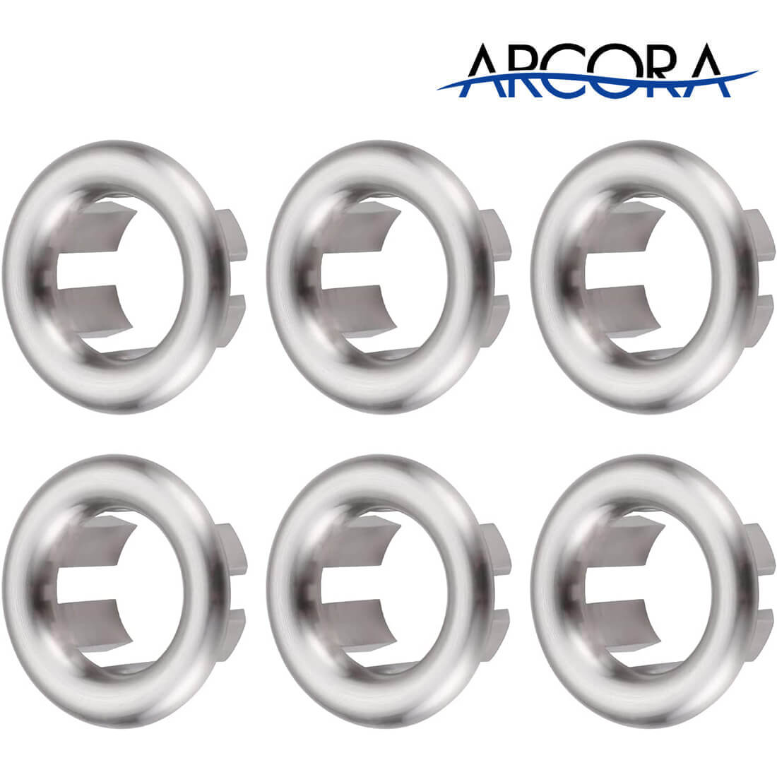 ARCORA Bathroom Kitchen Sink Hole Overflow Ring Cover Brushed Nickel, 6