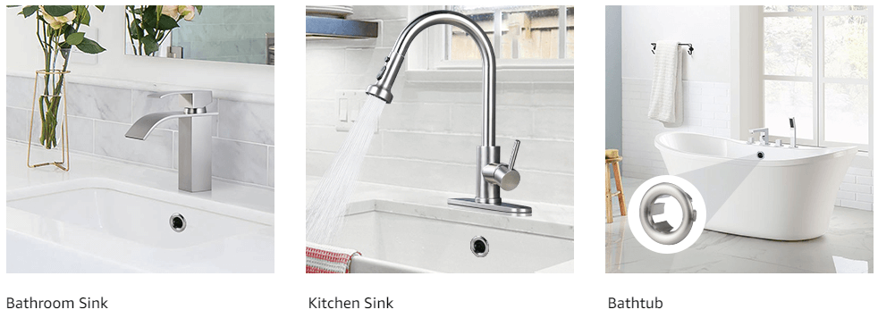 arcora bathroom kitchen sink hole overflow ring cover brushed nickel