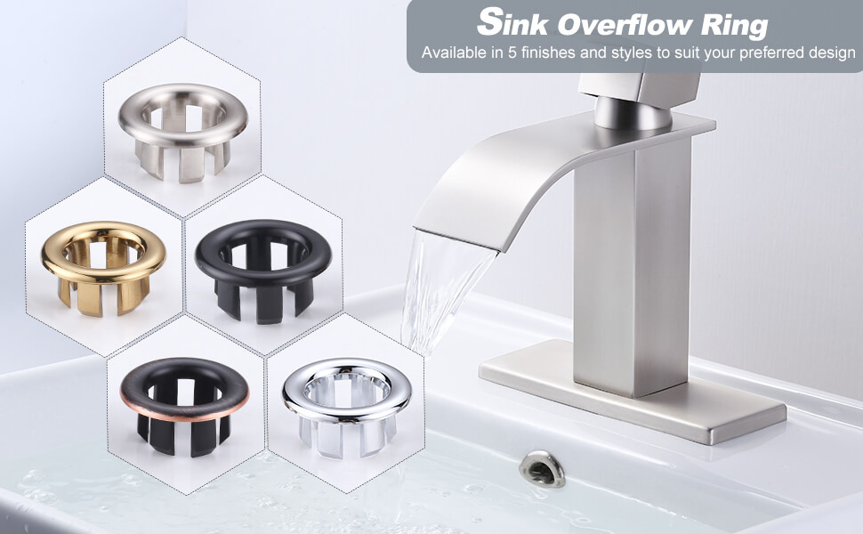 arcora bathroom kitchen sink hole overflow ring cover brushed nickel