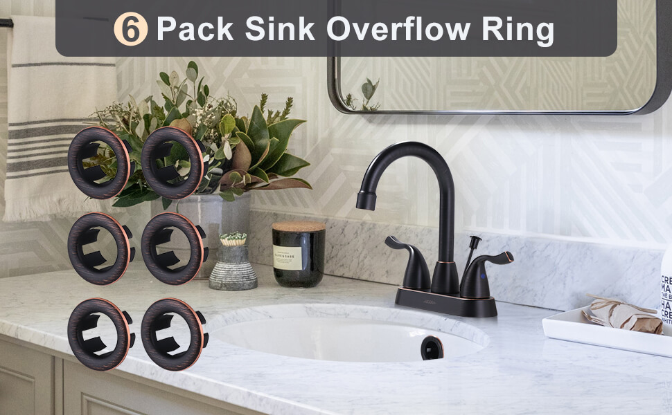 ARCORA Bathroom Kitchen Sink Hole Overflow Ring Cover Oil Rubbed Bronze (2, 6 Packs) - Faucet Accessories - 2