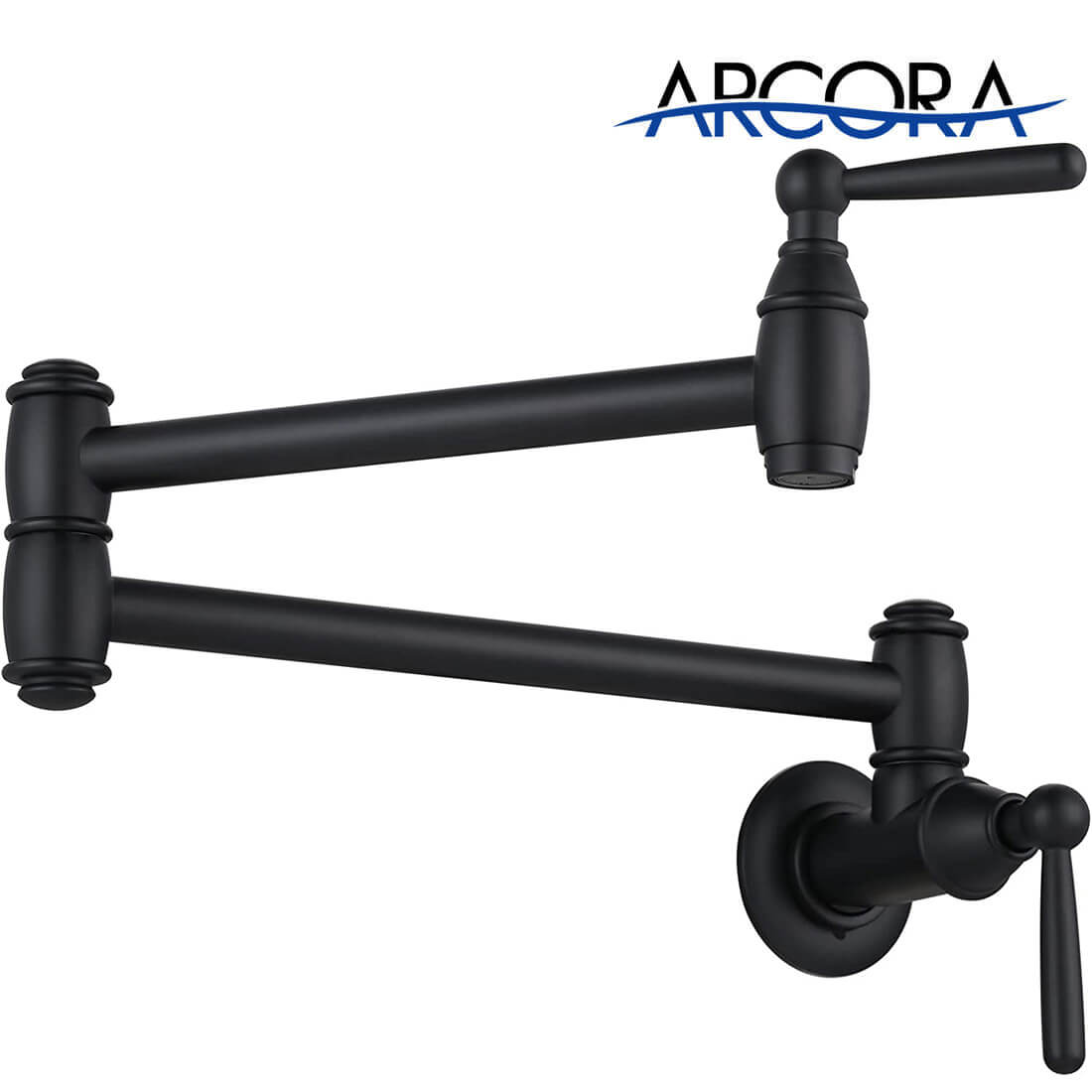 ARCORA Matte Black Pot Filler Faucet Wall Mount Kitchen Folding Faucet