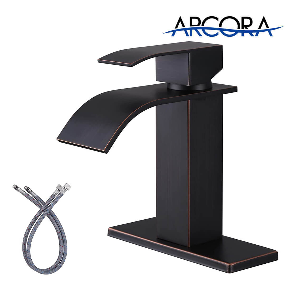 ARCORA Single Handle Oil Rubbed Bronze Waterfall Bathroom Sink Faucet – 1 or 3 Hole