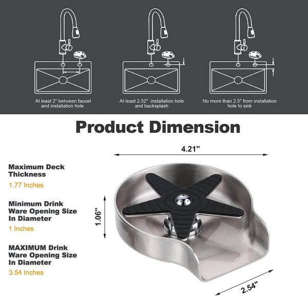 brushed nickel stainless steel glass rinser