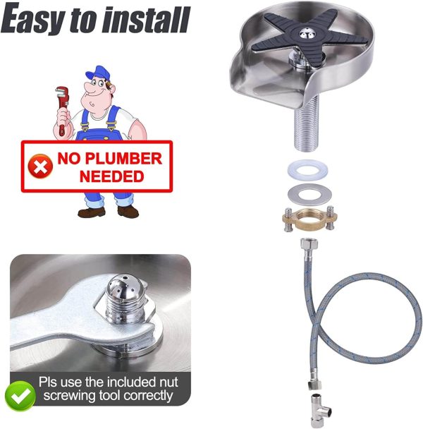 brushed nickel stainless steel glass rinser