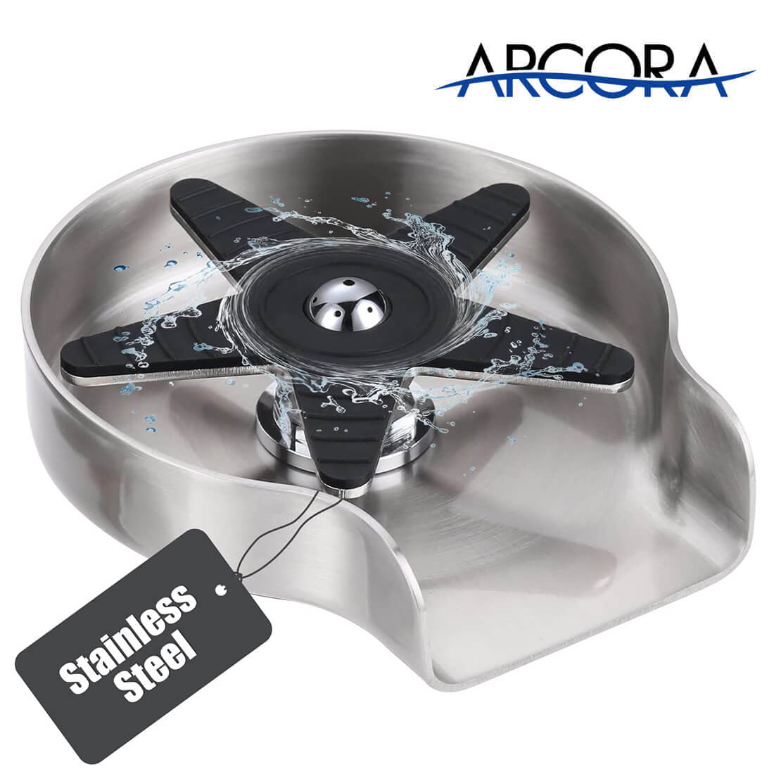 ARCORA Brushed Nickel Stainless Steel Glass Rinser for Kitchen Sink