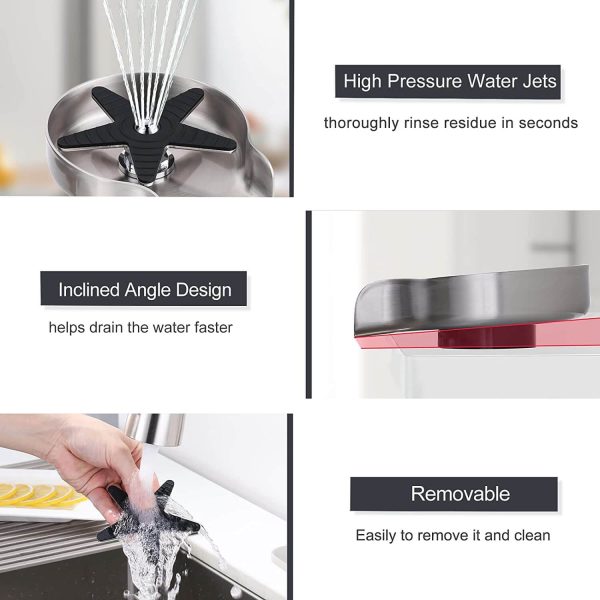 brushed nickel stainless steel glass rinser