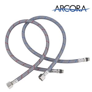 ARCORA 20 – 40 Inch 3/8″ × M10 Faucet Connector Braided Nylon Water Supply Line (1 Pair)