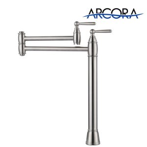 ARCORA Brushed Nickel Deck Mount Pot Filler Faucet Over Stove