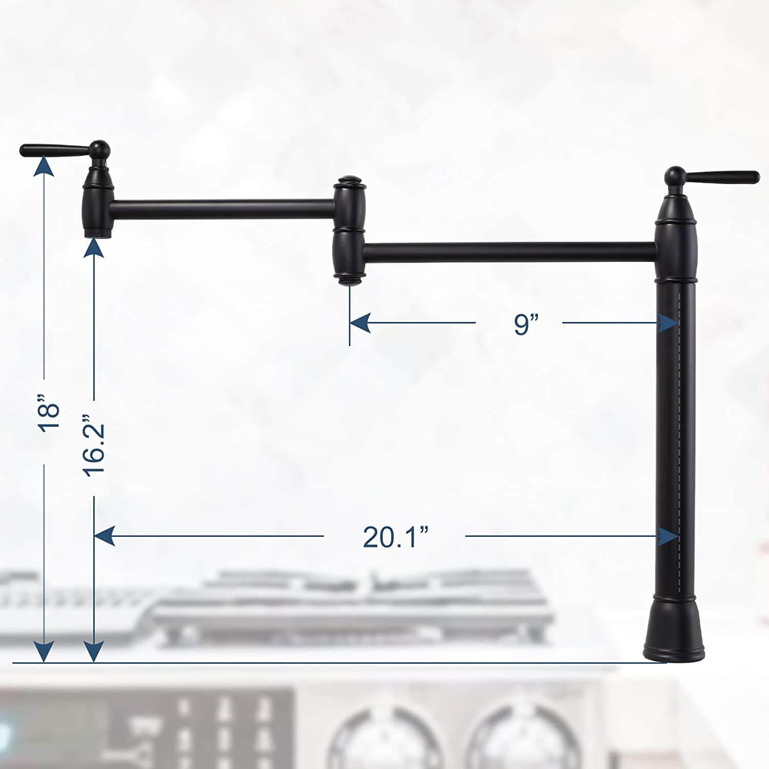 ARCORA Matte Black Deck Mount Pot Filler Faucet Over Stove ARCORA FAUCETS