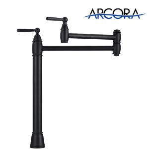 ARCORA Matte Black Deck Mount Pot Filler Faucet Over Stove