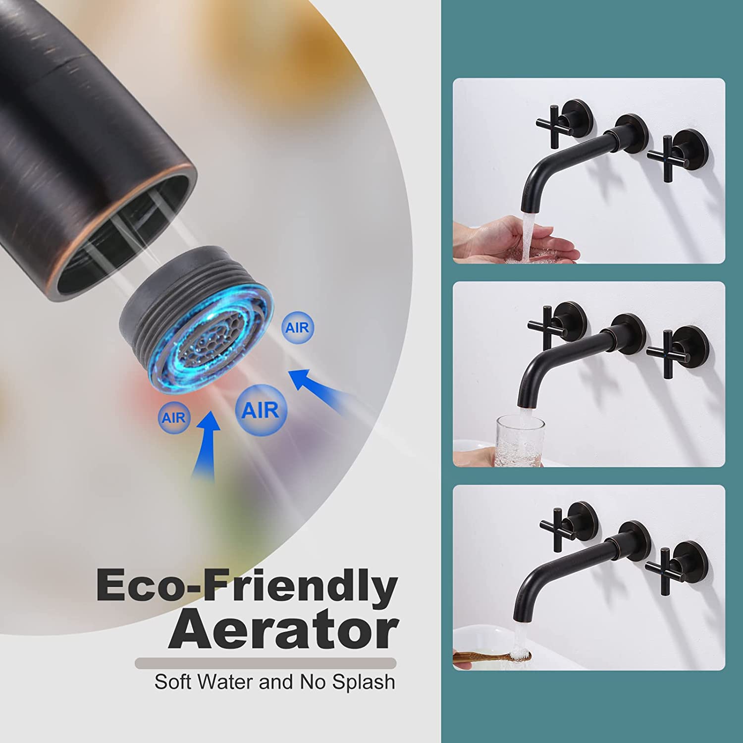 ARCORA Oil Rubbed Bronze 2 Cross Handle Wall Mounted Bathroom Sink ...