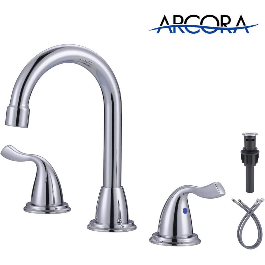 ARCORA Black And Gold Waterfall Bathroom Faucet With Deck Plate (1 Hole ...