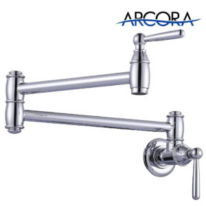 ARCORA Chrome Pot Filler Faucet Wall Mount Kitchen Folding Faucet