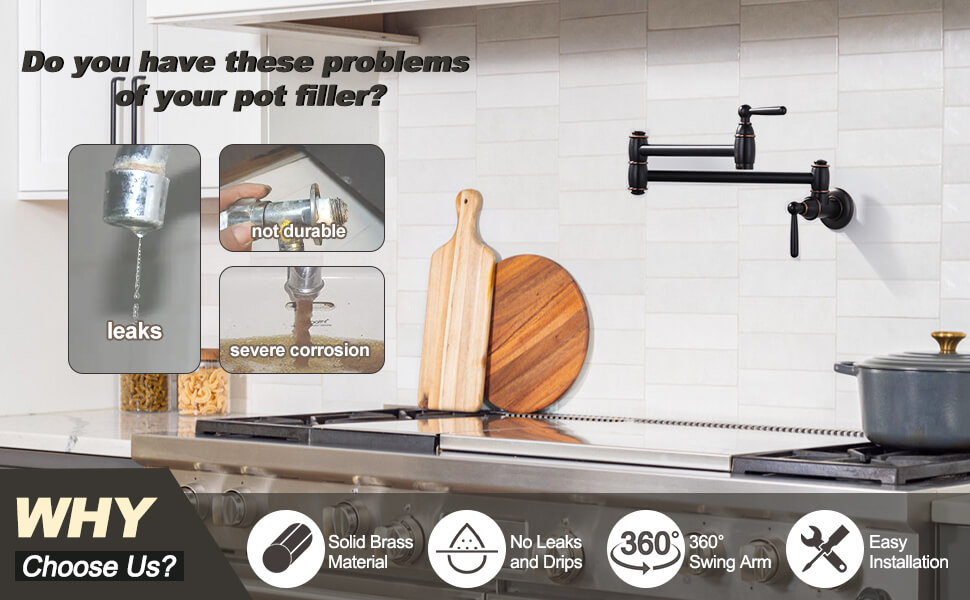 ARCORA Oil Rubbed Bronze Pot Filler Faucet Wall Mount Kitchen Folding Faucet - Pot Filler Kitchen Faucets - 2