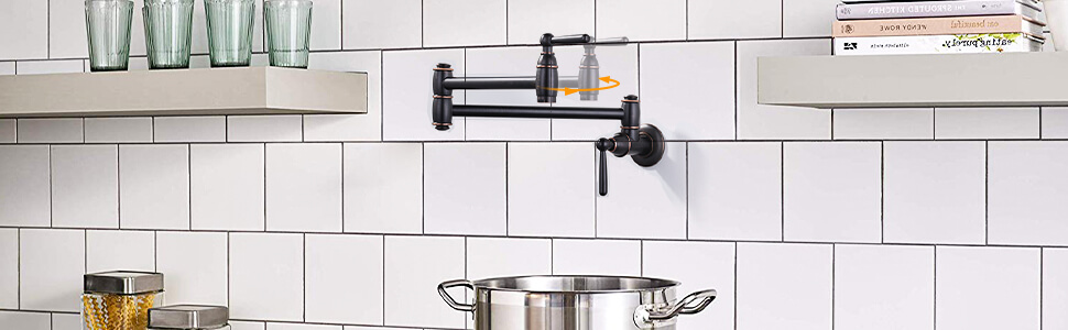 ARCORA Oil Rubbed Bronze Pot Filler Faucet Wall Mount Kitchen Folding Faucet - Pot Filler Kitchen Faucets - 4
