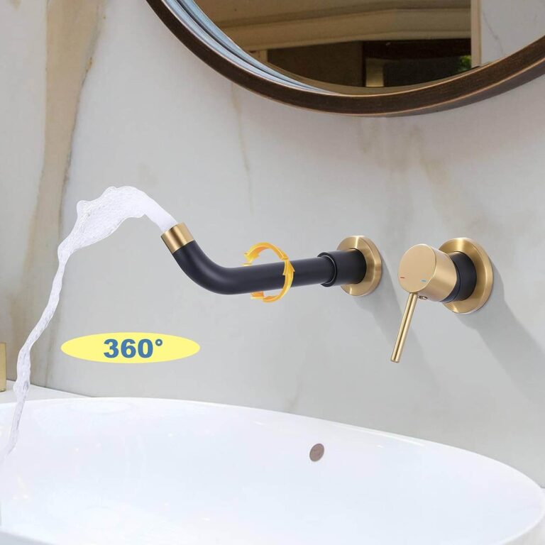 ARCORA Black And Gold Single Handle Wall Mount Bathroom Faucet With ...