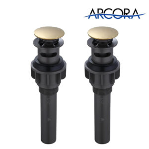 ARCORA Brushed Gold Bathroom Sink Drain with Overflow