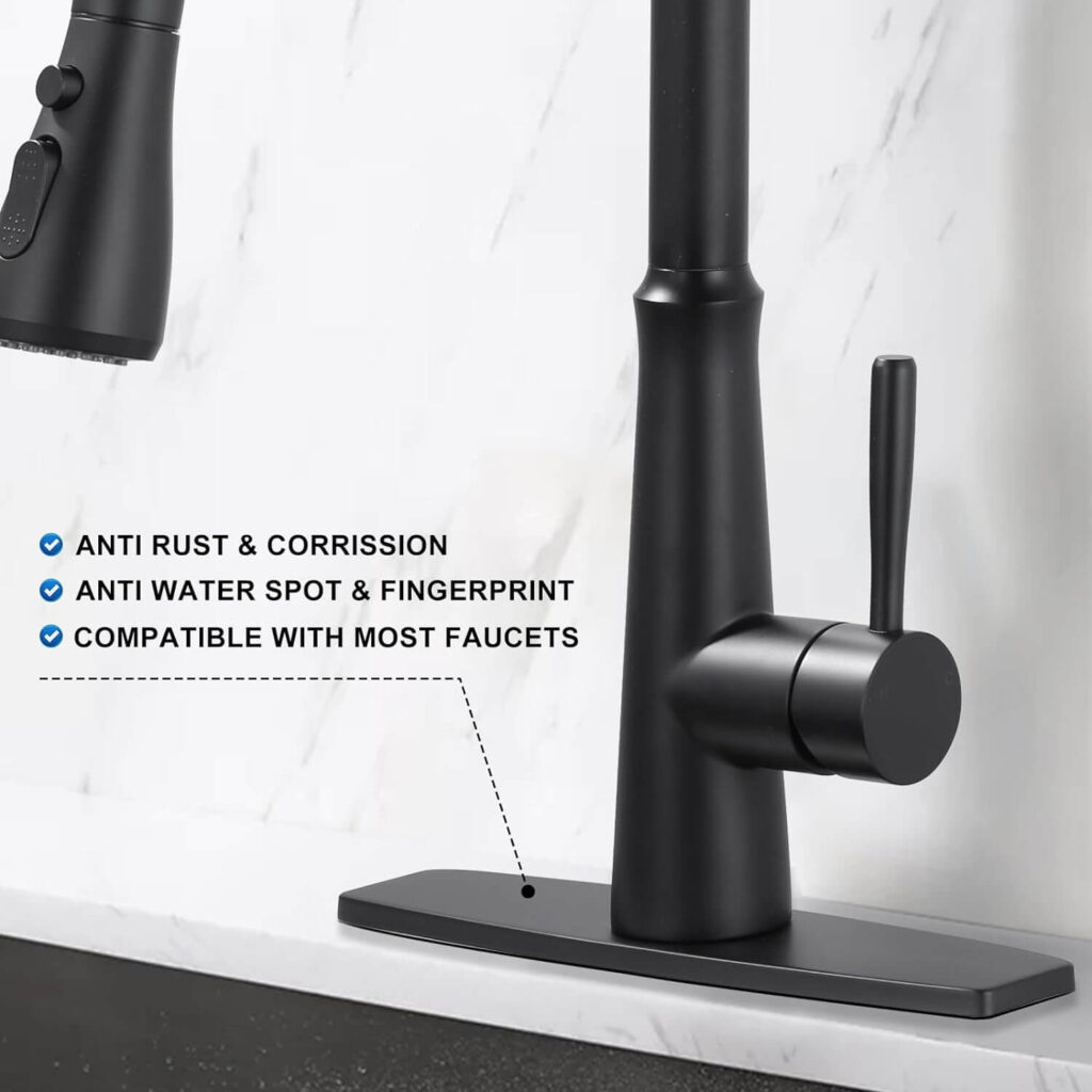 ARCORA 9.6 Inch Matte Black Faucet Hole Cover Stainless Steel Deck