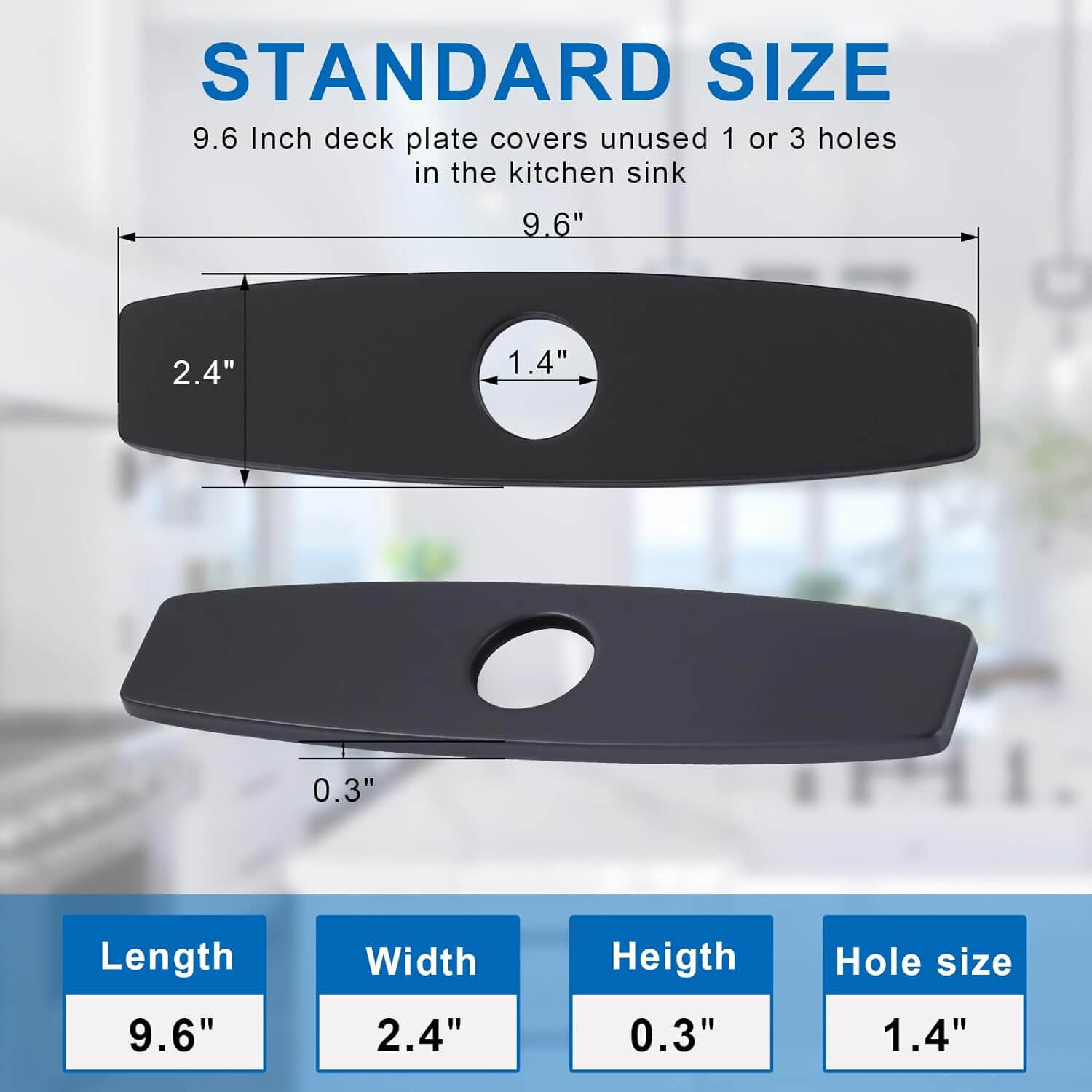 ARCORA 9.6 Inch Matte Black Faucet Hole Cover Stainless Steel Deck Plate - Faucet Accessories - 3