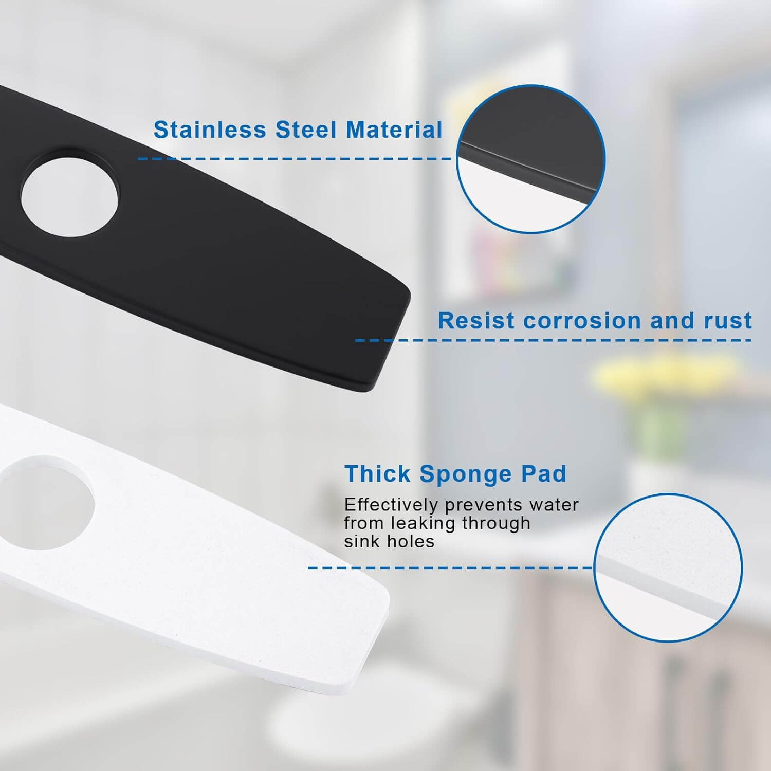 ARCORA 9.6 Inch Matte Black Faucet Hole Cover Stainless Steel Deck