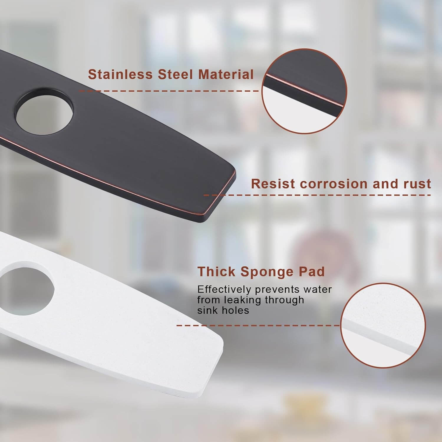 ARCORA 9.6 Inch Oil Rubbed Bronze Faucet Hole Cover Stainless Steel Deck Plate - Faucet Accessories - 3