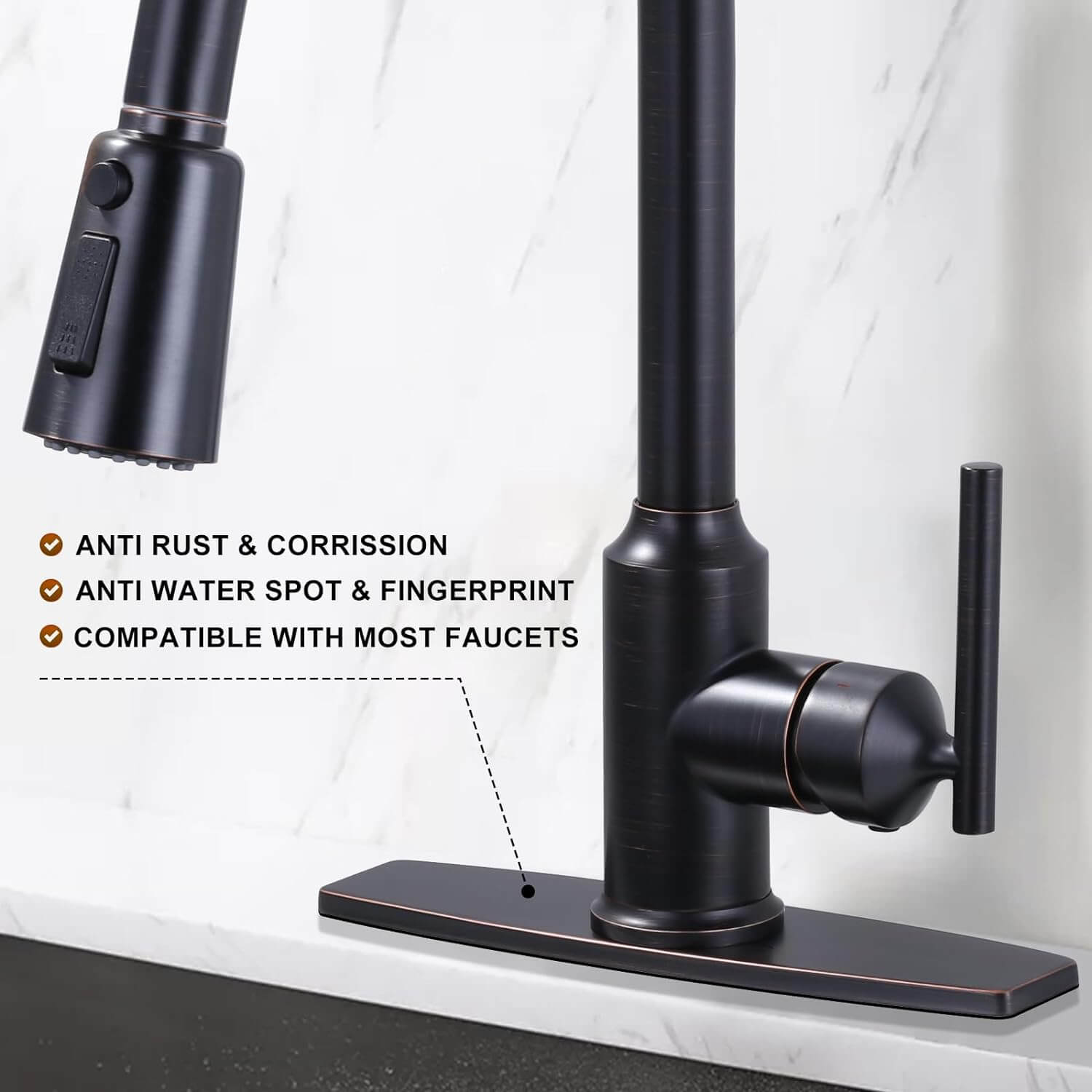 ARCORA 9.6 Inch Oil Rubbed Bronze Faucet Hole Cover Stainless Steel Deck Plate - Faucet Accessories - 2