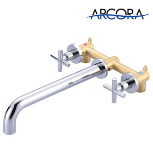 ARCORA Chrome Wall Mount Tub Filler With 2 Cross Handle