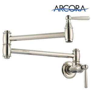 ARCORA Polished Nickel Wall Mount Pot Filler Faucet Over Stove