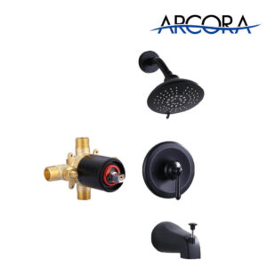 ARCORA Matte Black Shower Trim Kit, Shower Faucet Set with Valve