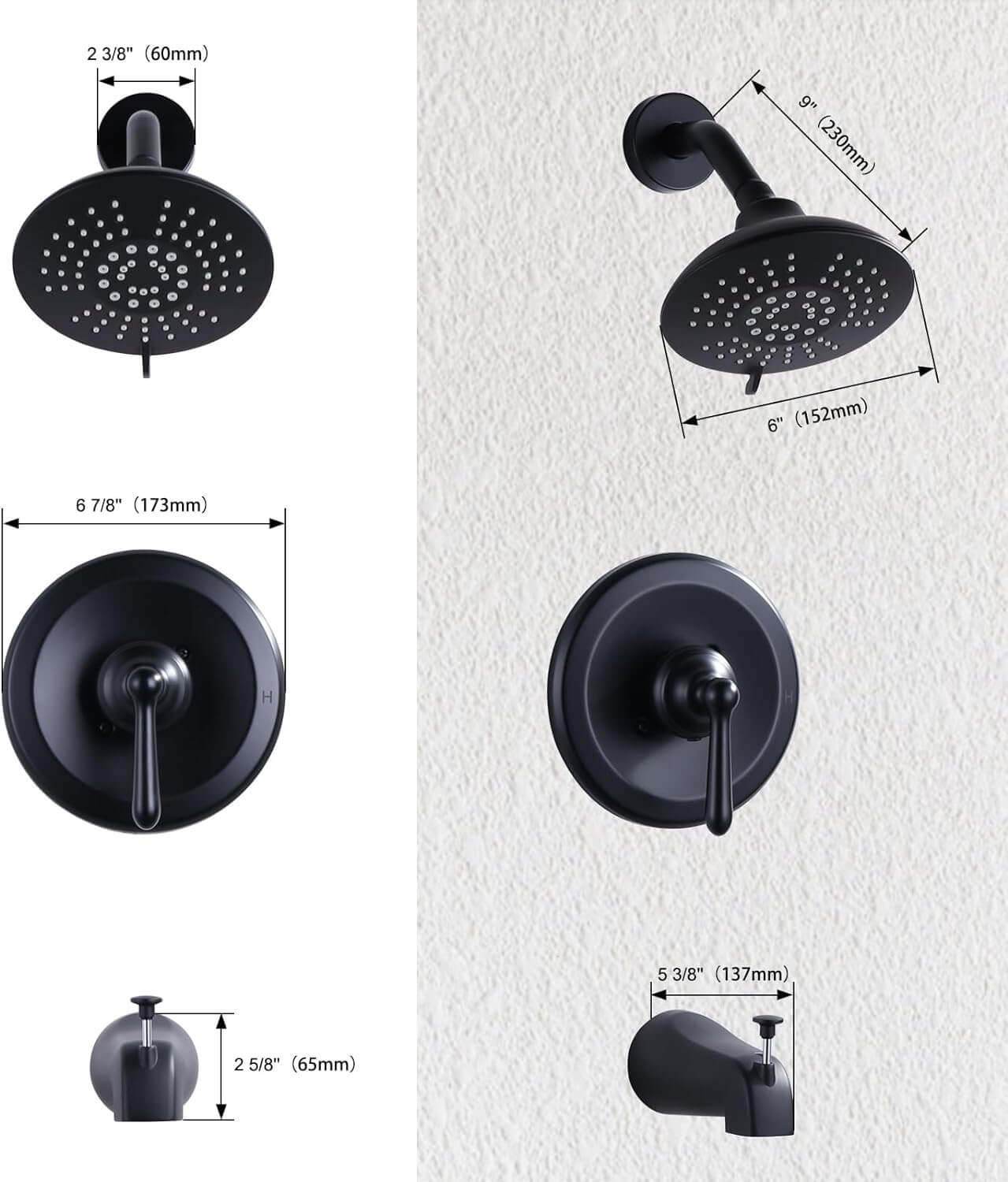ARCORA Matte Black Shower Trim Kit, Shower Faucet Set With Valve