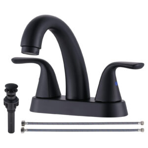 4 Inch Centerset Matte Black Bathroom Faucet with 2 Handles