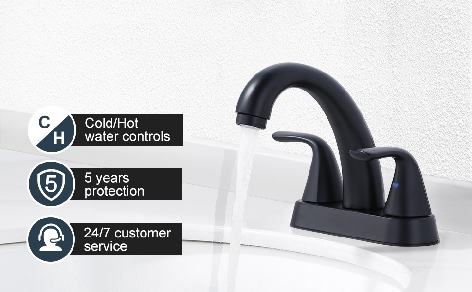 4 Inch Centerset Matte Black Bathroom Faucet with 2 Handles - Centerset Bathroom Faucets - 1