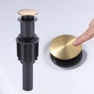 ARCORA Brushed Gold Bathroom Sink Drain Without Overflow for Vessel Sink Clicker Drain Stopper