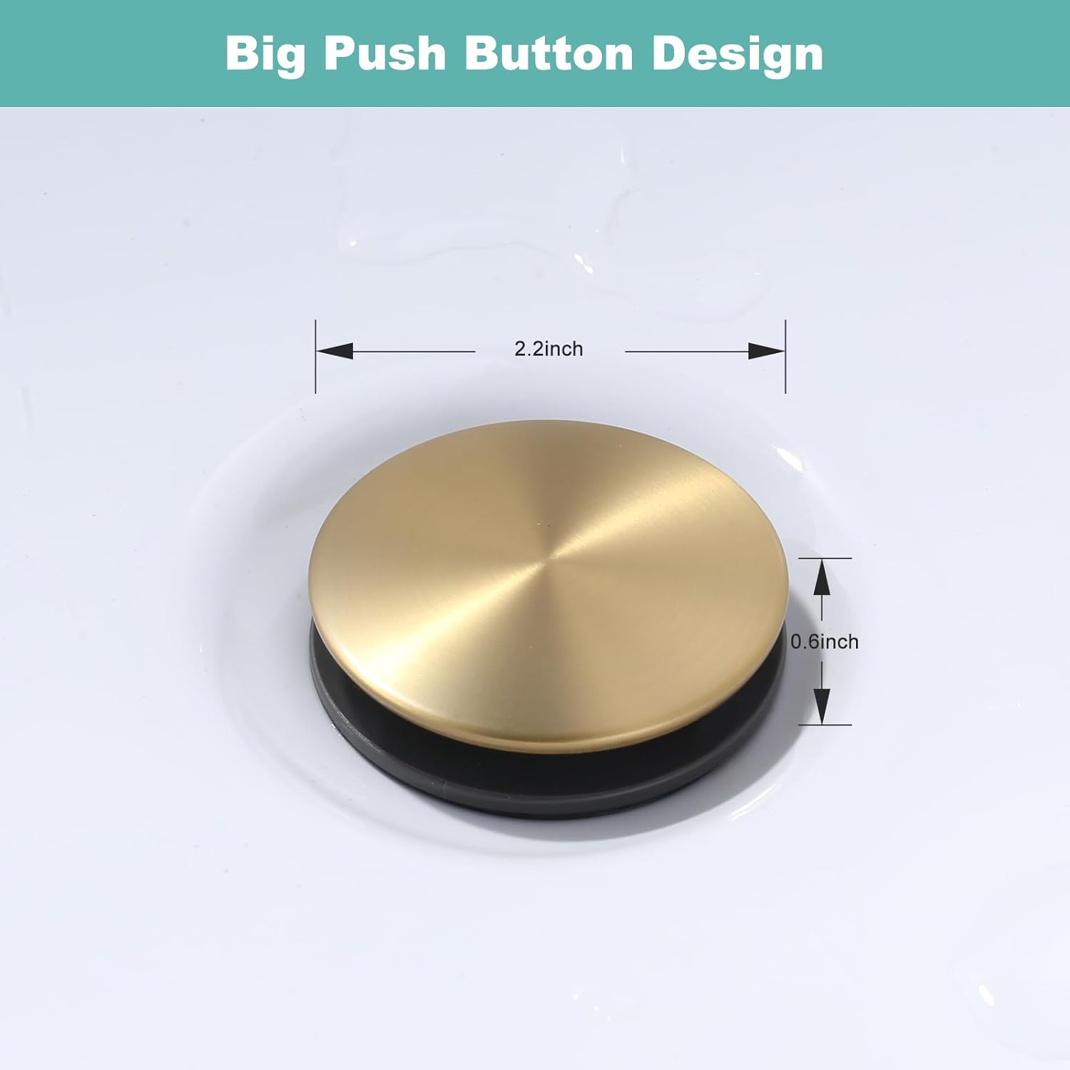 ARCORA Brushed Gold Bathroom Sink Drain Without Overflow For Vessel