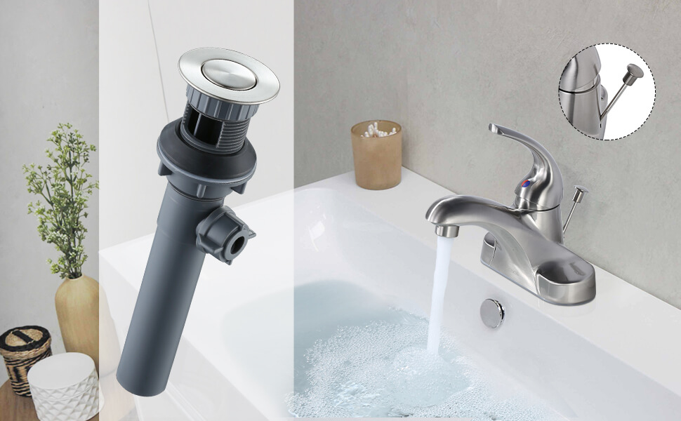 ARCORA Brushed Nickel Bathroom Sink Drain with Overflow & Lift Rod for Vessel Sink - Bathroom Accessories - 2
