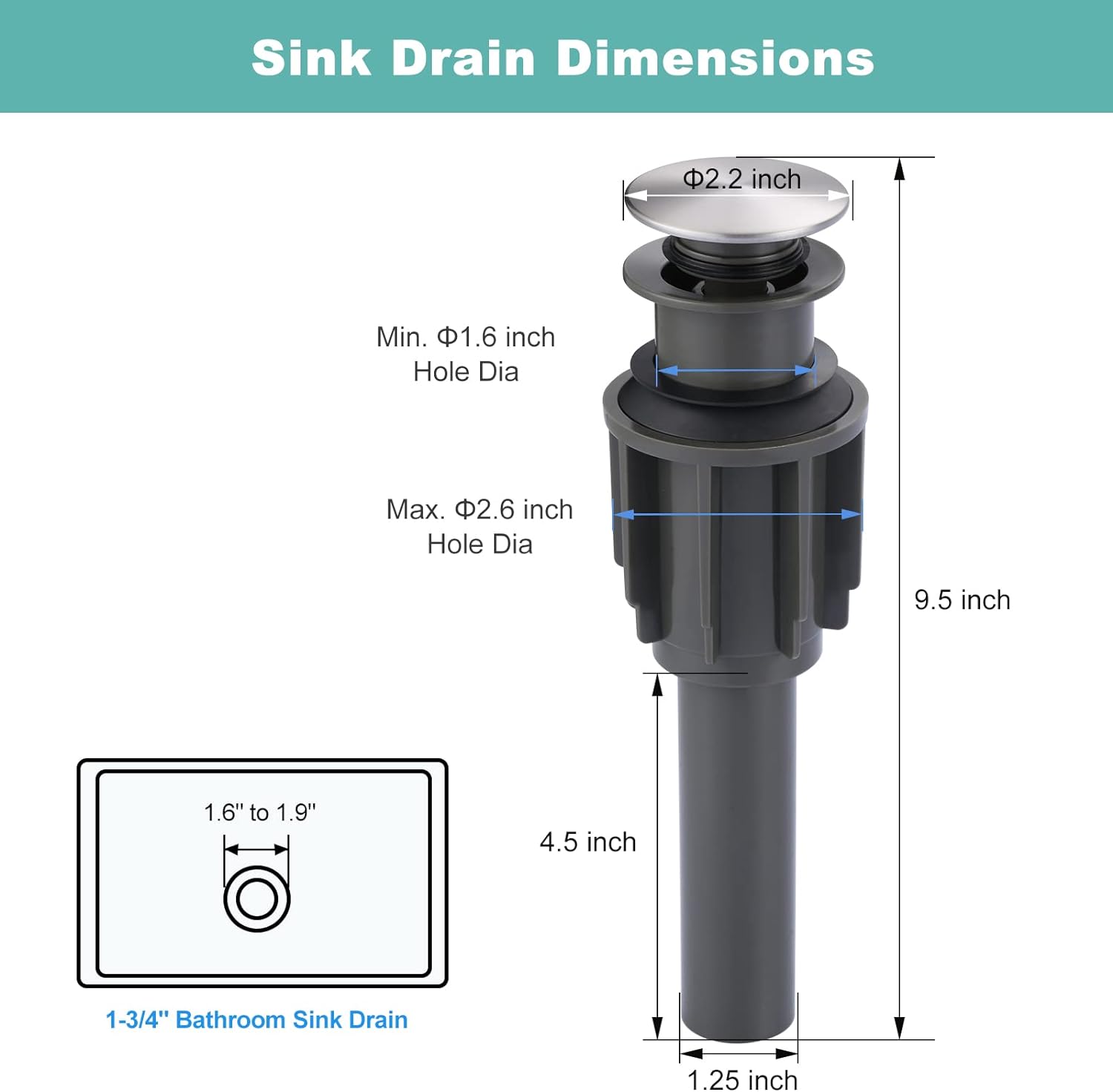 ARCORA Brushed Nickel Bathroom Sink Drain Without Overflow For Vessel