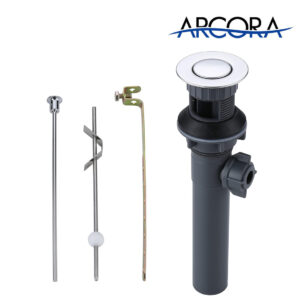 ARCORA Chrome Bathroom Sink Drain with Overflow & Lift Rod for Vessel Sink