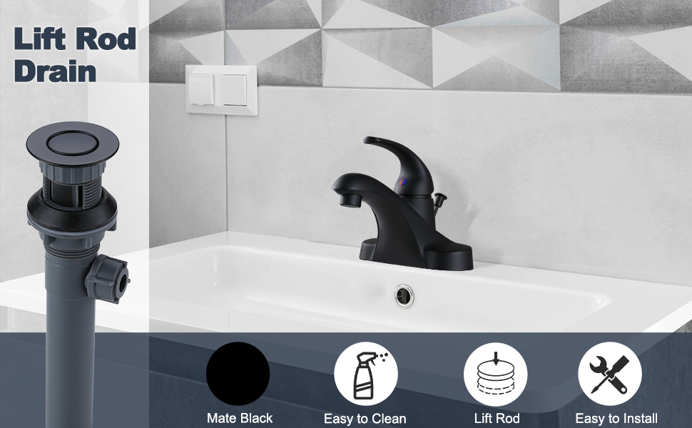 ARCORA Matte Black Bathroom Sink Drain with Overflow & Lift Rod for Vessel Sink - Bathroom Accessories - 2