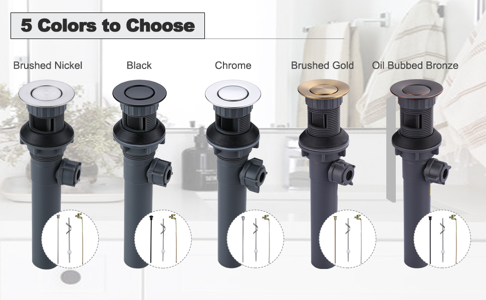 ARCORA Matte Black Bathroom Sink Drain with Overflow & Lift Rod for Vessel Sink - Bathroom Accessories - 3